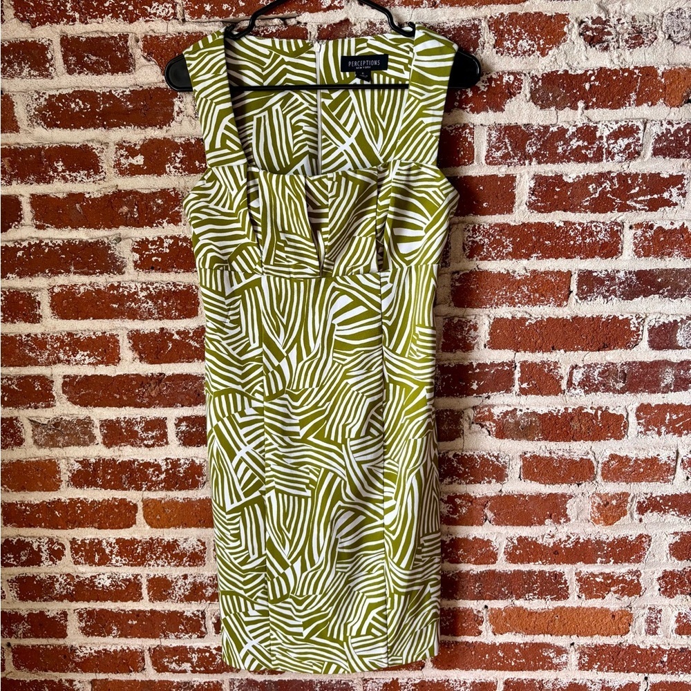 y2k Perceptions green & white cocktail dress